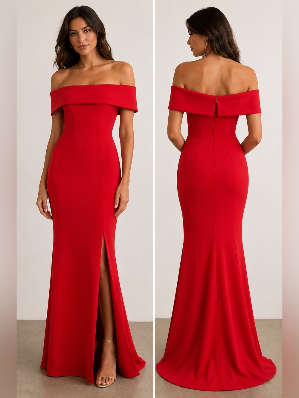$450 JAY GODFREY Ross Formal Off-the-Shoulder Maxi Gown - Red - Size 4